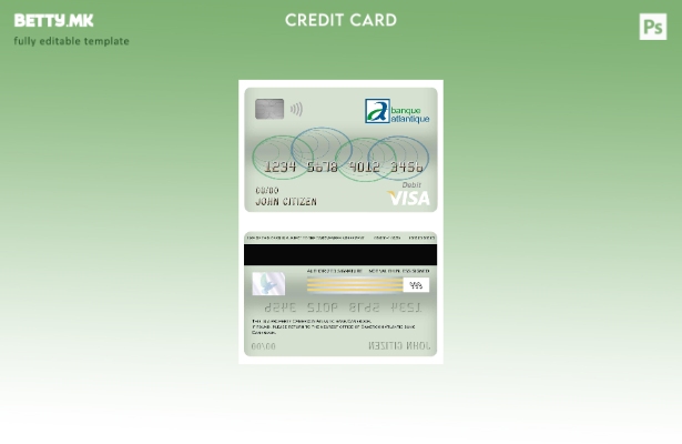 Модерен стил шаблон за дебитна картичка за виза на банката на Камерун Атлантик